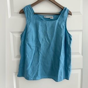 Madison Studio Linen Sleeveless Top Blue Size L